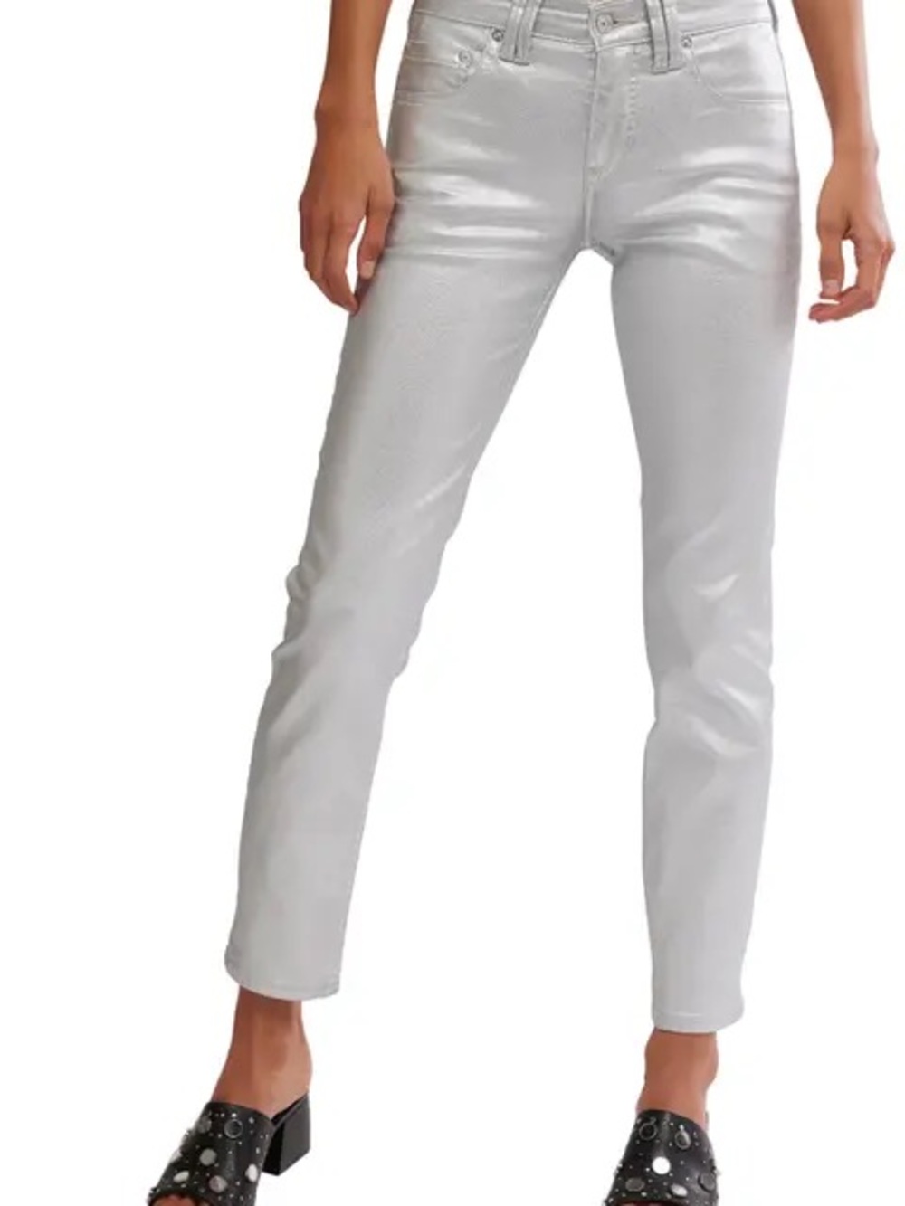 Karl Lagerfeld Silver Cropped Straight Jeans Size 26/34